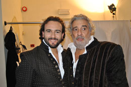 Leonardo Cortellazzi (Borsa) e Placido Domingo (Rigoletto) nel Rigoletto a Mantova ripreso dalla Rai il 4 e 5 settembre 2010 prodotto da Andrea Andermann con la regia di Marco Bellocchio